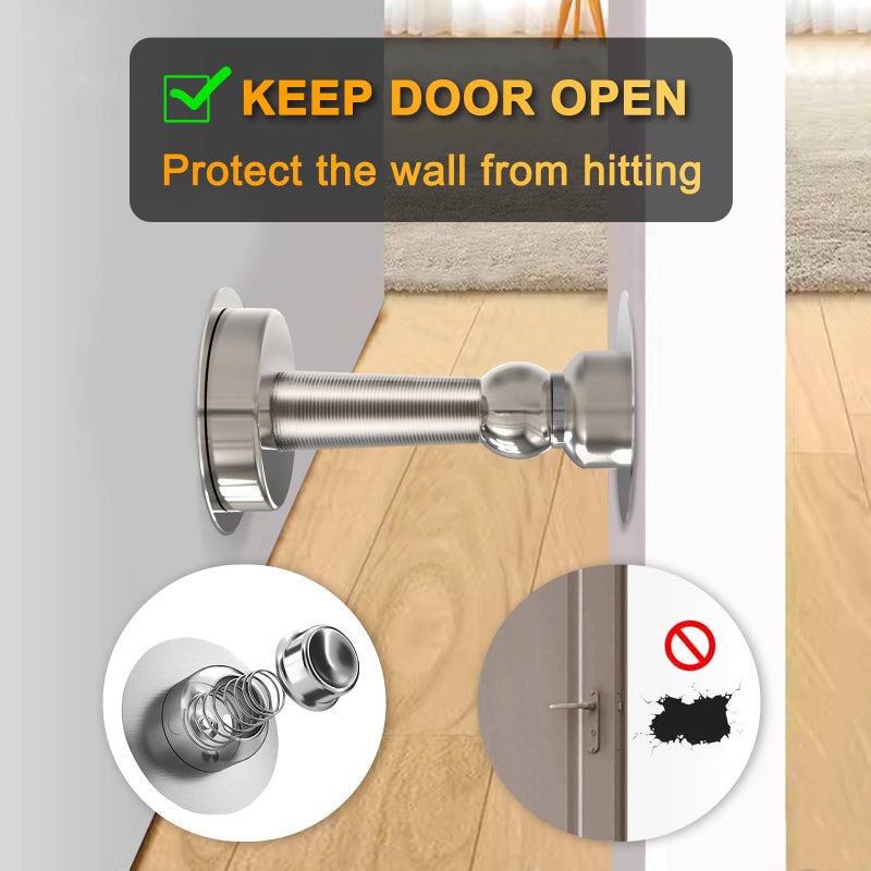 COCIVIVRE 6 Pack Magnetic Door Stopper, COCIVIVRE Magnet Door Stop Stainless Steel for Wall and Floor Mounting, No Drilling Doorstop with Adhesive Tape Hold Your Door Open, Silver - Image 3